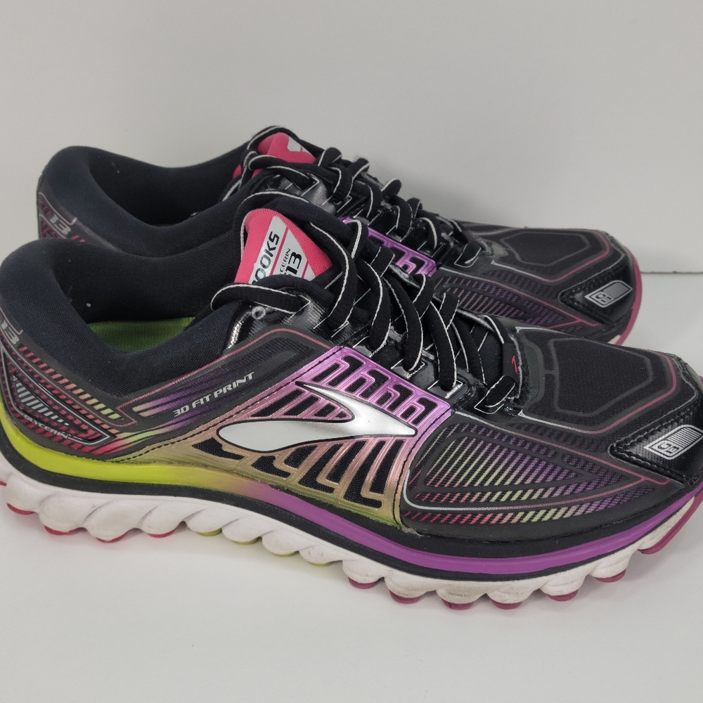Brooks Glycerin G-13 3D Fit Print Run Shoes Womens 7 1/2 Wide-D Black 572:J.4.5